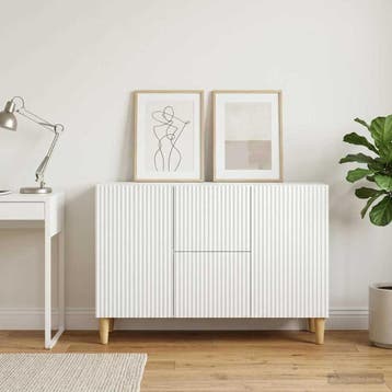 vidaXL Dressoir Wit 89 x 34,5 x 60 cm Bewerkt hout, Verzenden, Nieuw, Overige houtsoorten, Minder dan 50 cm