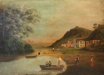 Peruvian School (XVIII) - Old Lima: Leisure on the banks of