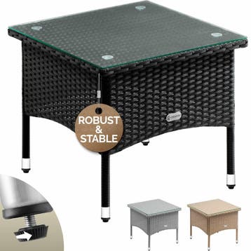Polyrotan Bijzettafel Zwart 50x50x45cm (Meubelen, Interieur), Verzenden