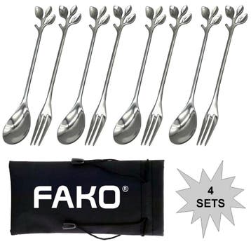 Fako Bijoux - Gebak Bestek - Dessert Bestek - Blaadjes -, Verzenden, Nieuw