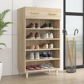 vidaXL Schoenenkast 60x35x105 cm bewerkt hout sonoma, Verzenden, Nieuw