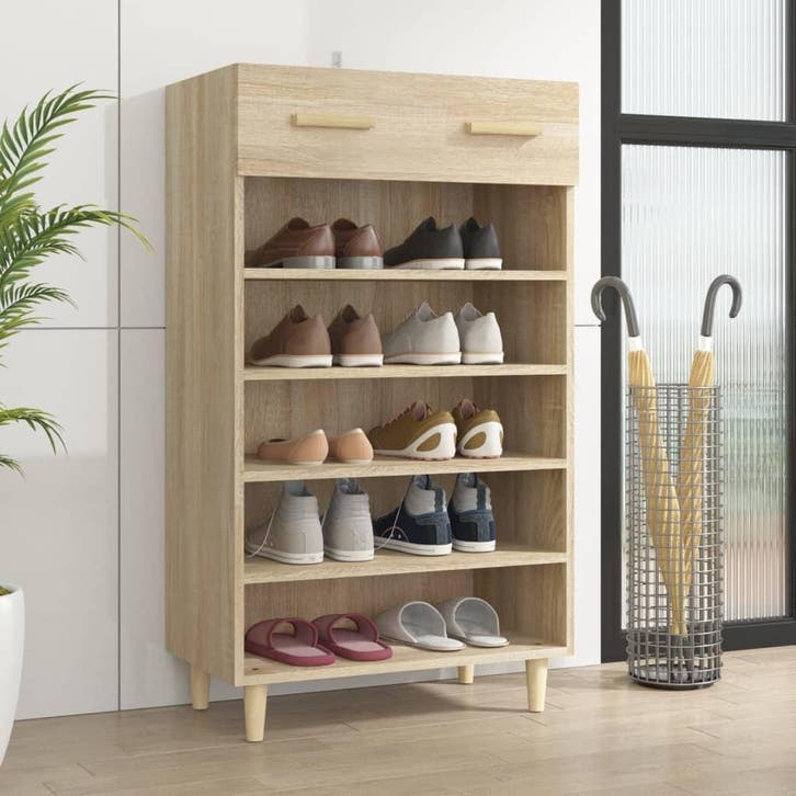 vidaXL Schoenenkast 60x35x105 cm bewerkt hout sonoma, Huis en Inrichting, Kasten | Schoenenrekken, Nieuw, Verzenden