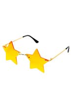 Sterren Zonnebril Goud Montuur Oranje Gele Glazen Hollywood, Ophalen of Verzenden, Nieuw, Feestartikel, Carnaval