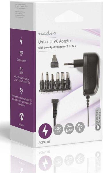 Nedis Universele AC-Stroomadapter - 12 W - 3 / 4.5 / 5 / 6 /, Verzenden, Zo goed als nieuw