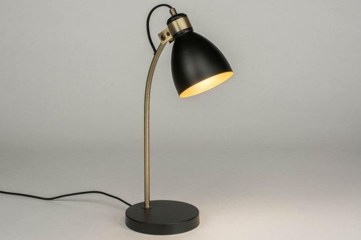 Rietveld Tafellampen - Zwart, Goud - Metaal, Huis en Inrichting, Lampen | Tafellampen, Verzenden