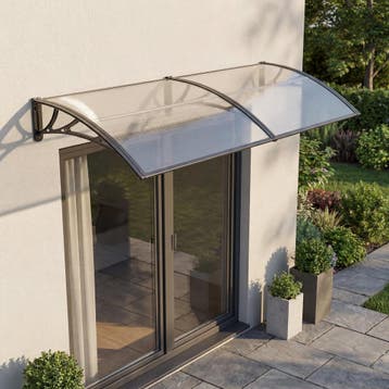[en.casa] Deurluifel Mellerud afdak 300x100 cm transparant e, Verzenden, Nieuw