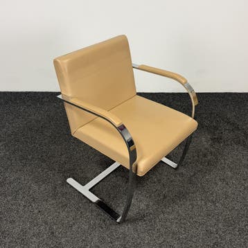 Knoll Brno Fauteuil - Beige Leder (A), Ophalen of Verzenden