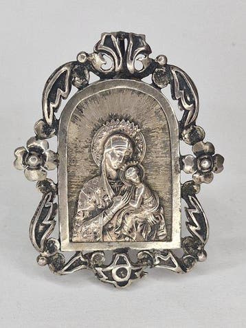 Icoon - Moeder Gods - .925 zilver - Antiek zilveren icoon