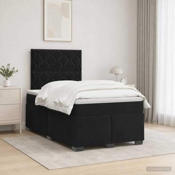 vidaXL Boxspringbed met matras Zwart 120 x 200 cm Fluweel, Huis en Inrichting, Verzenden, Zwart, Nieuw, Twijfelaar