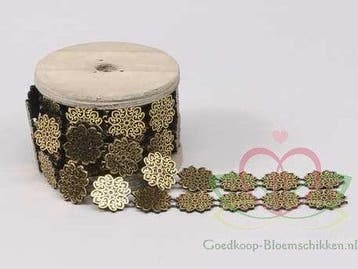 Brocantband Muntjes Goudkleur 4 cm rol 1,8 meter, Ophalen of Verzenden, Nieuw
