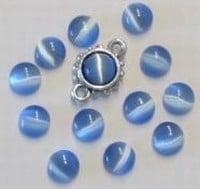 10 x Plaksteen glas cate-eye rond 10mm blauw, Ophalen of Verzenden, Nieuw, Overige typen