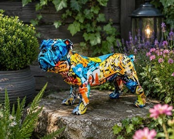 Beeld, street Art Engelse staande buldog - 27 cm - polyresin, Antiek en Kunst