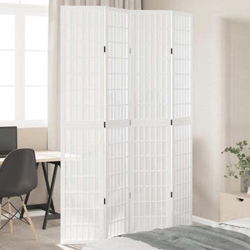 vidaXL Kamerscherm met 4 panelen massief paulowniahout wit, Verzenden, Nieuw