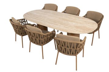Biarritz dining stoelen + Colorado ovaal amber 4SO, Tuin en Terras, Tuinsets en Loungesets, Overige materialen, 6 zitplaatsen