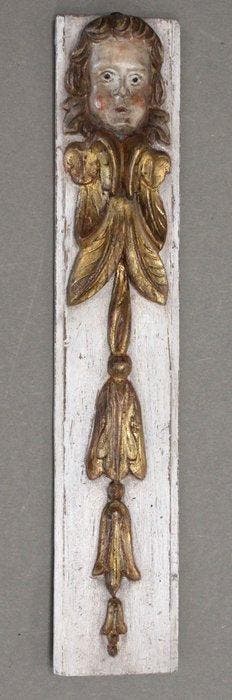 sculptuur, Cherubino - 50 cm - Polychroom hout, Antiek en Kunst