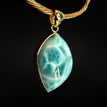 Exclusieve hanger - Larimar - Topaas en Goud Sieraden -