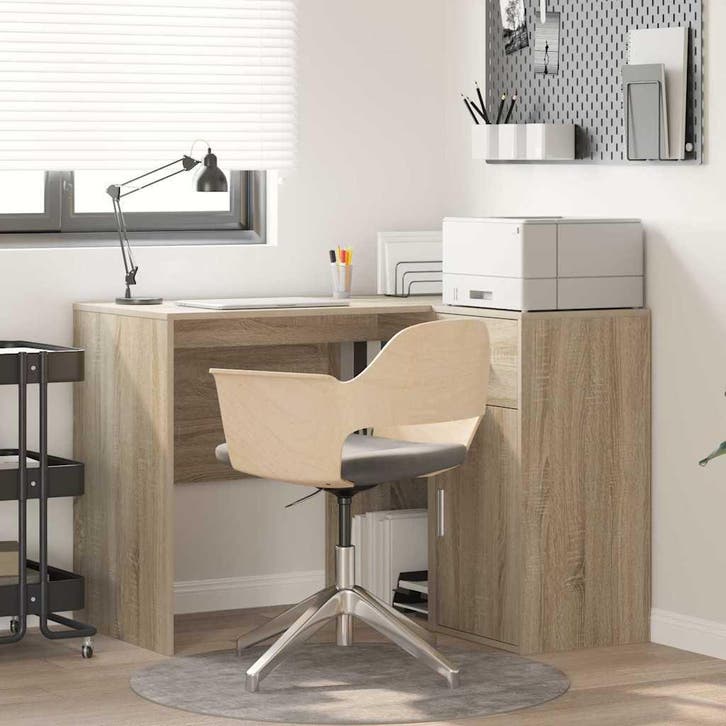 vidaXL Hoekbureau met lade Sonoma Eiken 102 x 88 x 75 cm, Huis en Inrichting, Bureaus, Nieuw, Verzenden