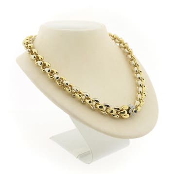 Cadaro bicolor gouden ketting met saffier en diamanten; 0..., Gebruikt, Ophalen of Verzenden, Met edelsteen, Goud