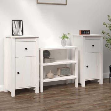 vidaXL Dressoirs 2 st 40x35x80 cm massief grenenhout wit, Verzenden, Nieuw, Grenenhout, Minder dan 50 cm
