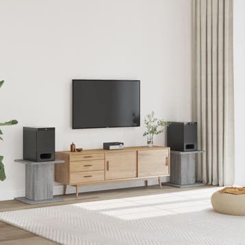 vidaXL Speakerstandaards 2 st 30x30x40 cm bewerkt hout grijs, Verzenden, Nieuw