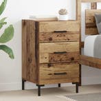 vidaXL Nachtkastje met lade Oudhout 40 x 40 x 66 cm Bewerkt, Minder dan 45 cm, Verzenden, Nieuw, 55 tot 70 cm