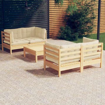 vidaXL 5-delige Loungeset met crèmekleurige kussens, Verzenden, Nieuw, Loungeset