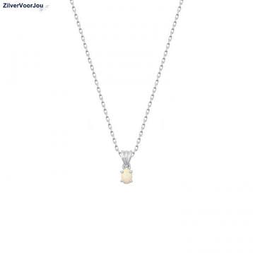 Zilveren ketting opaal hanger, Sieraden, Tassen en Uiterlijk, Verzenden, Nieuw, Zilver