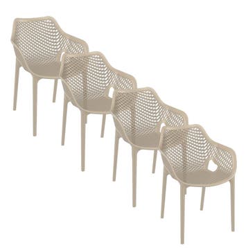 Garden Impressions Air XL design tuinstoel taupe 4 stuks, Verzenden, Nieuw