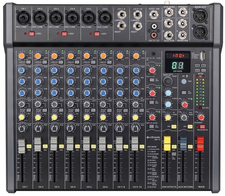 Citronic CMC-14 Mengpaneel 6 Kanalen DSP USB BT PC, Muziek en Instrumenten, Microfoons, Overige typen, Nieuw, Verzenden