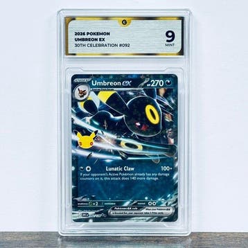 Pokémon Graded card - Umbreon ex 092- 30th Anniversary –, Hobby en Vrije tijd, Nieuw