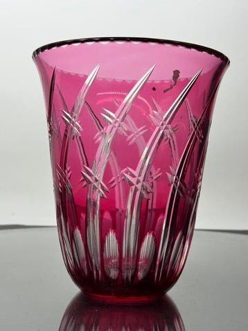 Val Saint Lambert - Vaas - Kristal - Roze vaas VSL, Antiek en Kunst