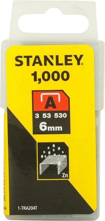 Stanley nietjes 6 mm type A 1000 stuks, Verzenden, Nieuw