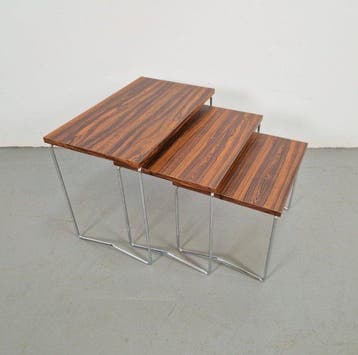 Brabantia - Set bijzettafels (3) - Hout, Metaal - Van