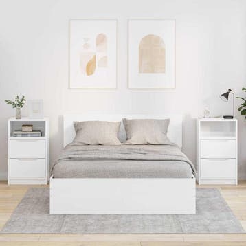 vidaXL Nachtkastjes 2 st Hoogglans Wit 40 x 30 x 67 cm, Minder dan 45 cm, Verzenden, Nieuw, 55 tot 70 cm