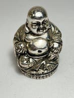 sculptuur, Buddha sorridente - 6 cm - Zilverlaminaat