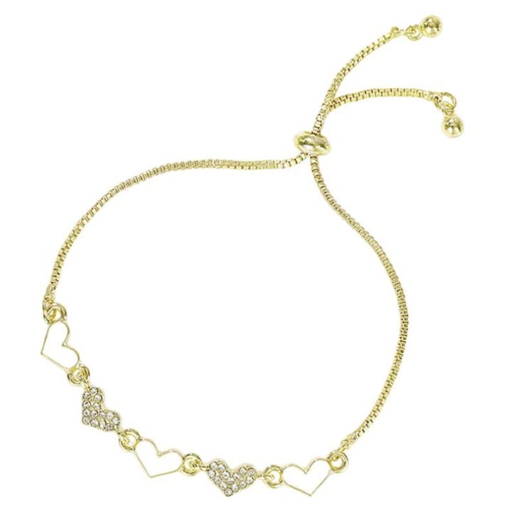 Fako Bijoux - Dames Armband Hartjes Goud Strass -, Sieraden, Tassen en Uiterlijk, Armbanden, Verzenden