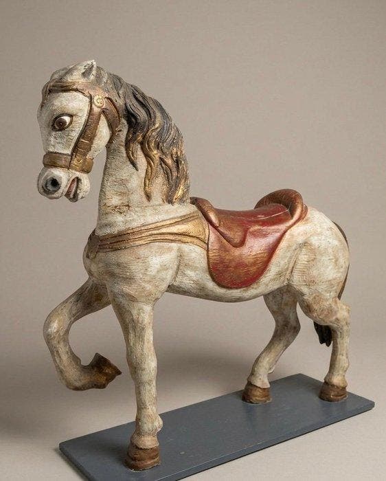 Hobbelpaard - Cheval de carrousel - 1910-1920 - Frankrijk, Antiek en Kunst, Curiosa en Brocante
