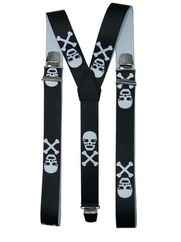 Doodshoofd (wit) Bretels met extra sterke clips, Verzenden, Nieuw