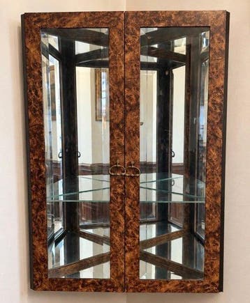 Vitrinekast - Kristal, Knoesthout - Hoekvitrine, wandmodel