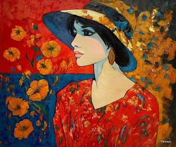 Lioren Vassari (1993) - Profilo vermiglio, Antiek en Kunst, Kunst | Schilderijen | Modern