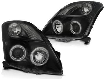 Koplampen Suzuki Swift 05-10 Angel eyes CCFL Zwart, Ophalen of Verzenden, Nieuw