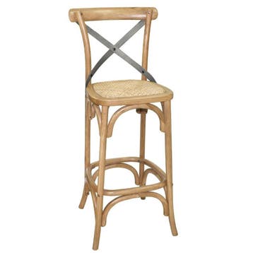 Bolero houten barkruk met gekruiste rugleuning naturel, Verzenden, Nieuw in verpakking