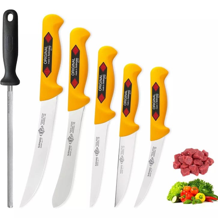 Eikaso Solingen Professionele Messenset Geel – 6-Delig –, Huis en Inrichting, Keuken | Bestek, Bestekset, Nieuw, Kunststof, Ophalen of Verzenden