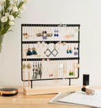 3-Lagen Oorbellenrekje - Zwart, wit of goud - 72 gaatjes rek, Verzenden, Nieuw