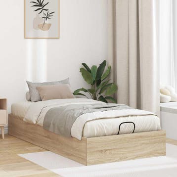 vidaXL Ottoman Bedframe Sonoma Eiken 75,5 x 190 cm, Huis en Inrichting, Verzenden, Nieuw, Bruin, Hout