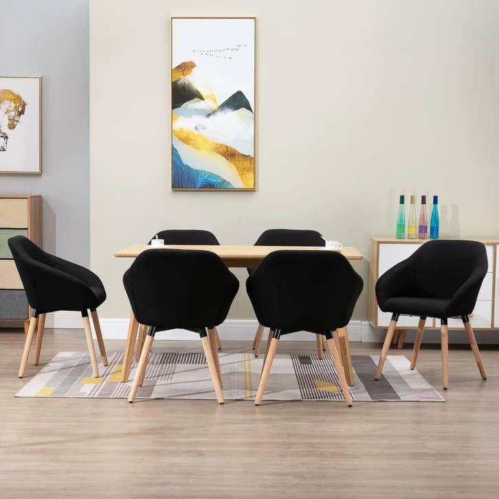 Eetkamerstoelen 6 st stof zwart, Huis en Inrichting, Stoelen, Nieuw, Verzenden