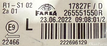 Renault Clio V LED linker achterlicht links 265551550R, Ophalen, Gebruikt, Renault