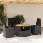 vidaXL 4-delige Tuinset met kussens poly rattan zwart, 4 zitplaatsen, Nieuw, Tuinset, Verzenden