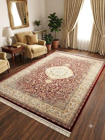 Deluxe Zijden Keshan - Hoge Dichtheid - Vloerkleed - 225 cm, Nieuw