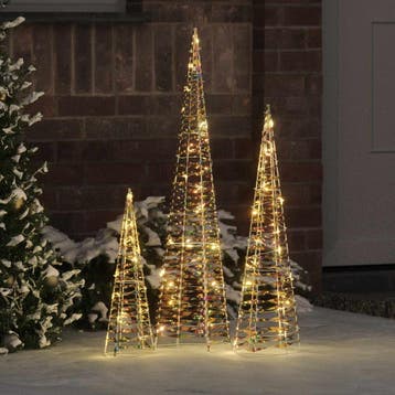 vidaXL Kerstboom 3 st 90 LEDs Warmwit 20 x 20 x 80 cm PET, Diversen, Verzenden, Nieuw